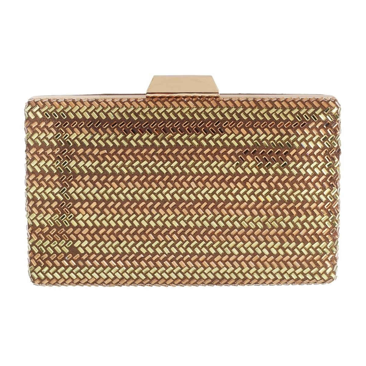 Mochi Women's Party Clutch | 38-8361-28 | Antique Gold