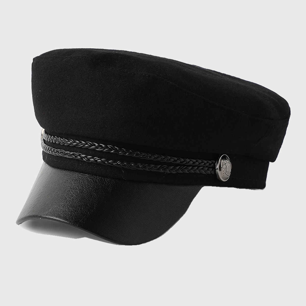 Haute Sauce Women's Textured Polyester Breton Cap | Black - One Size