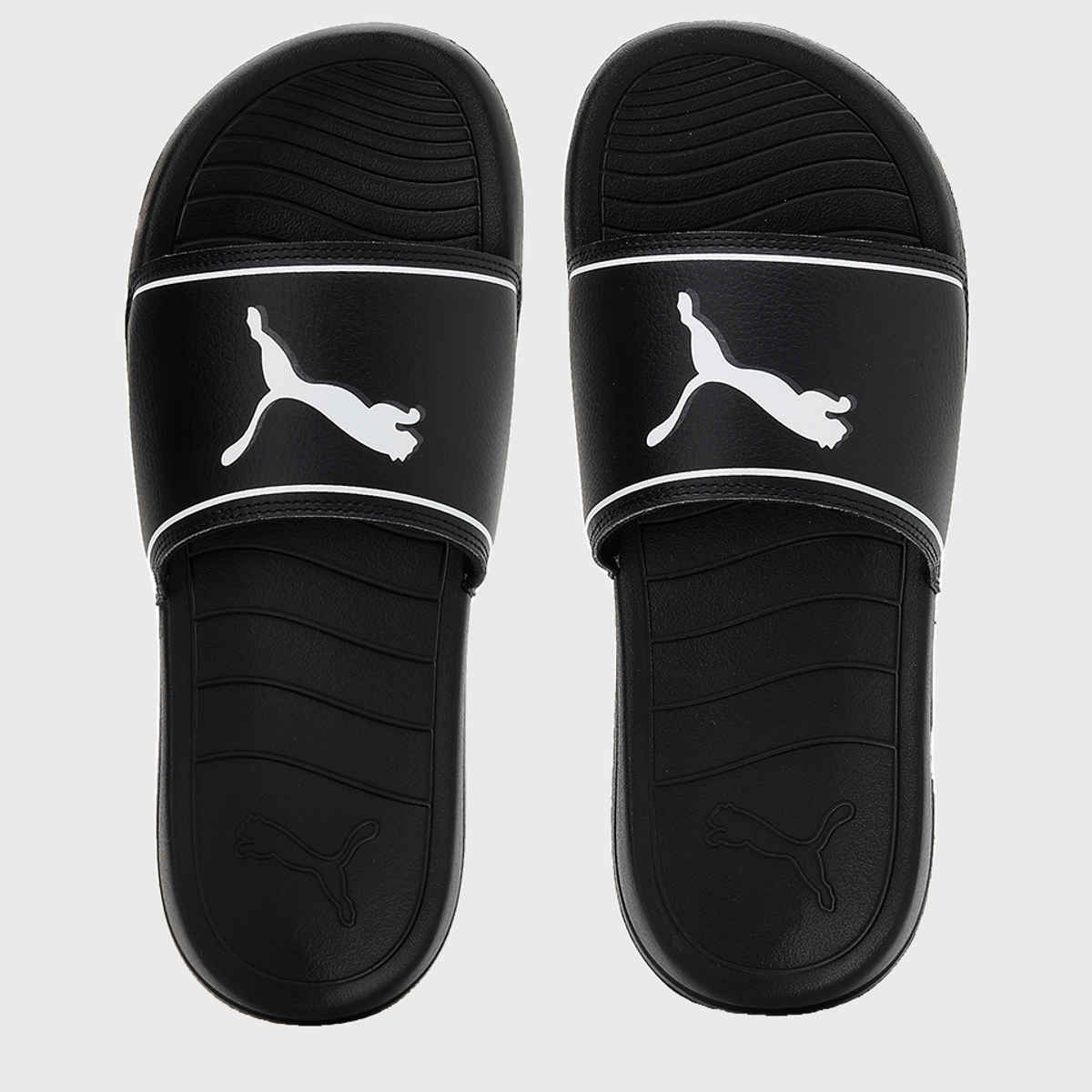 Puma Marine Unisex Slides | Black- White-Castlerock | Size - UK 6