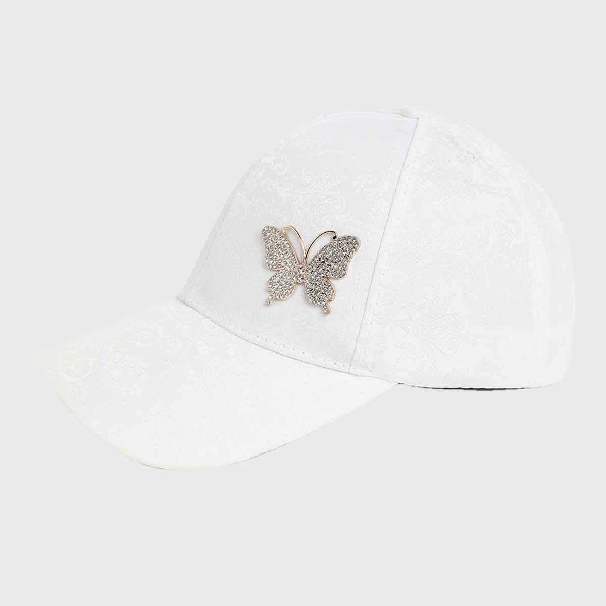 Haute Sauce Women's Embellished Cotton Blend Baseball Cap | White - One Size