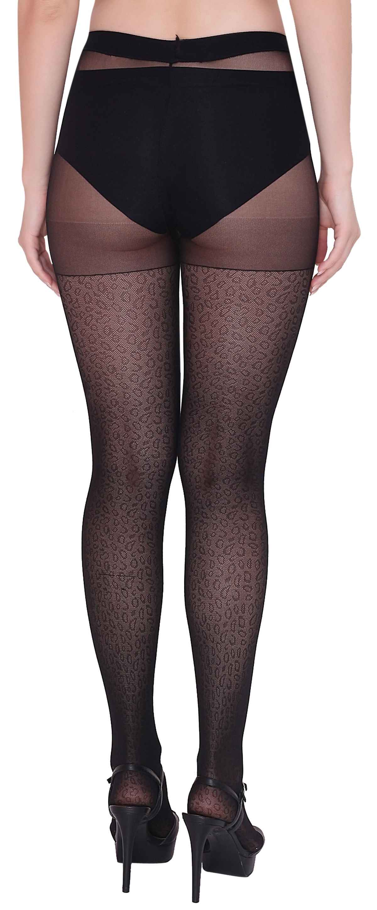 PLUMBURY Women's High Waist Pantyhose Self Design Pattern Stockings