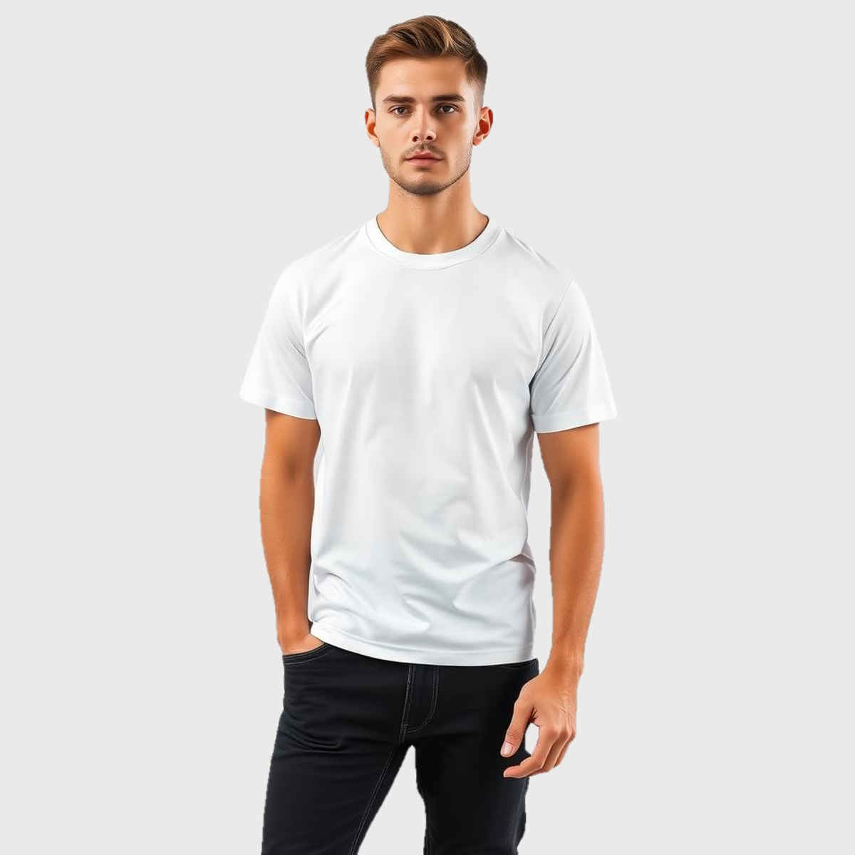 Springman Men Pure Cotton Solid Round Neck T-shirt | White - L