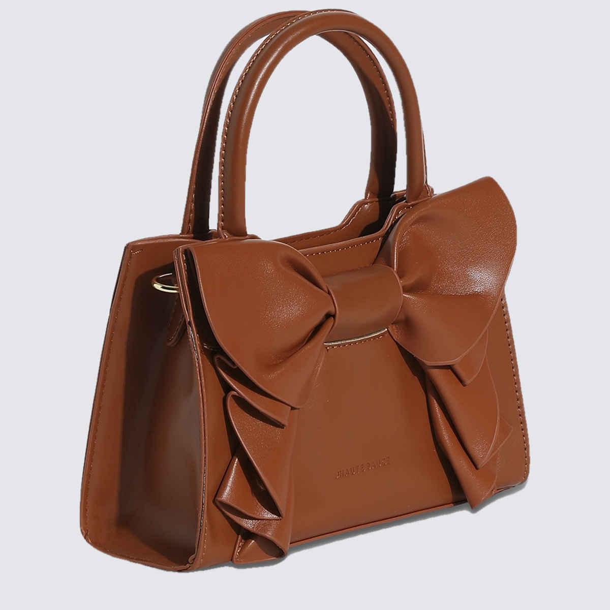 Haute Sauce Women's Solid Vegan Leather 2.7 L Handheld Bag | Brown - MInchesi