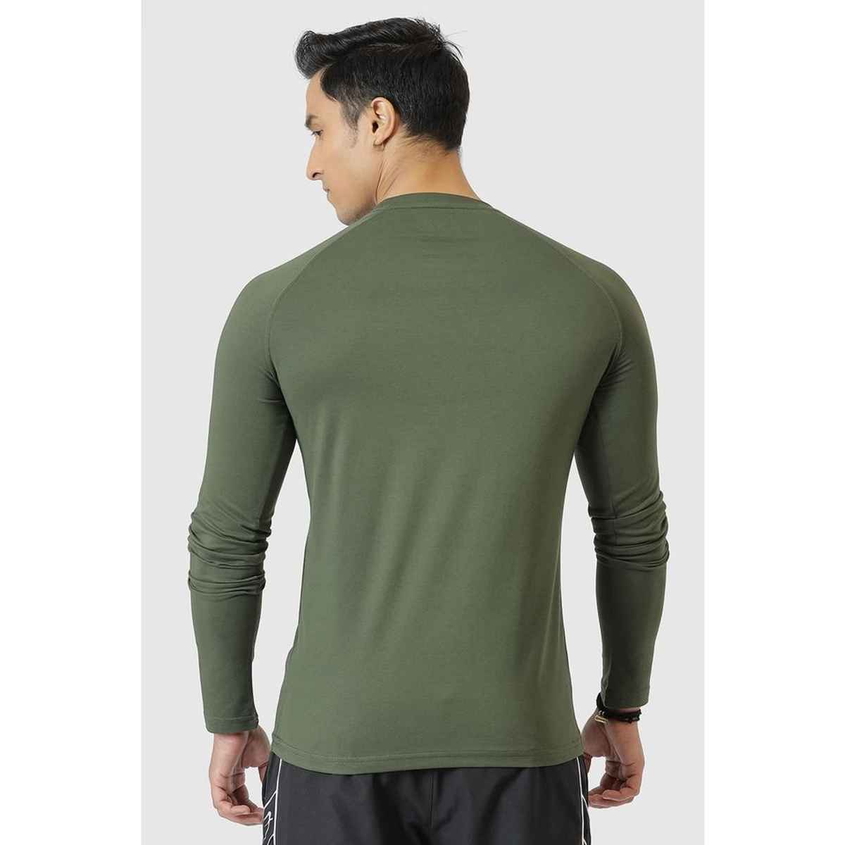 Fuaark Men's Chase Full Sleeve GYM T-shirt | Olive - L