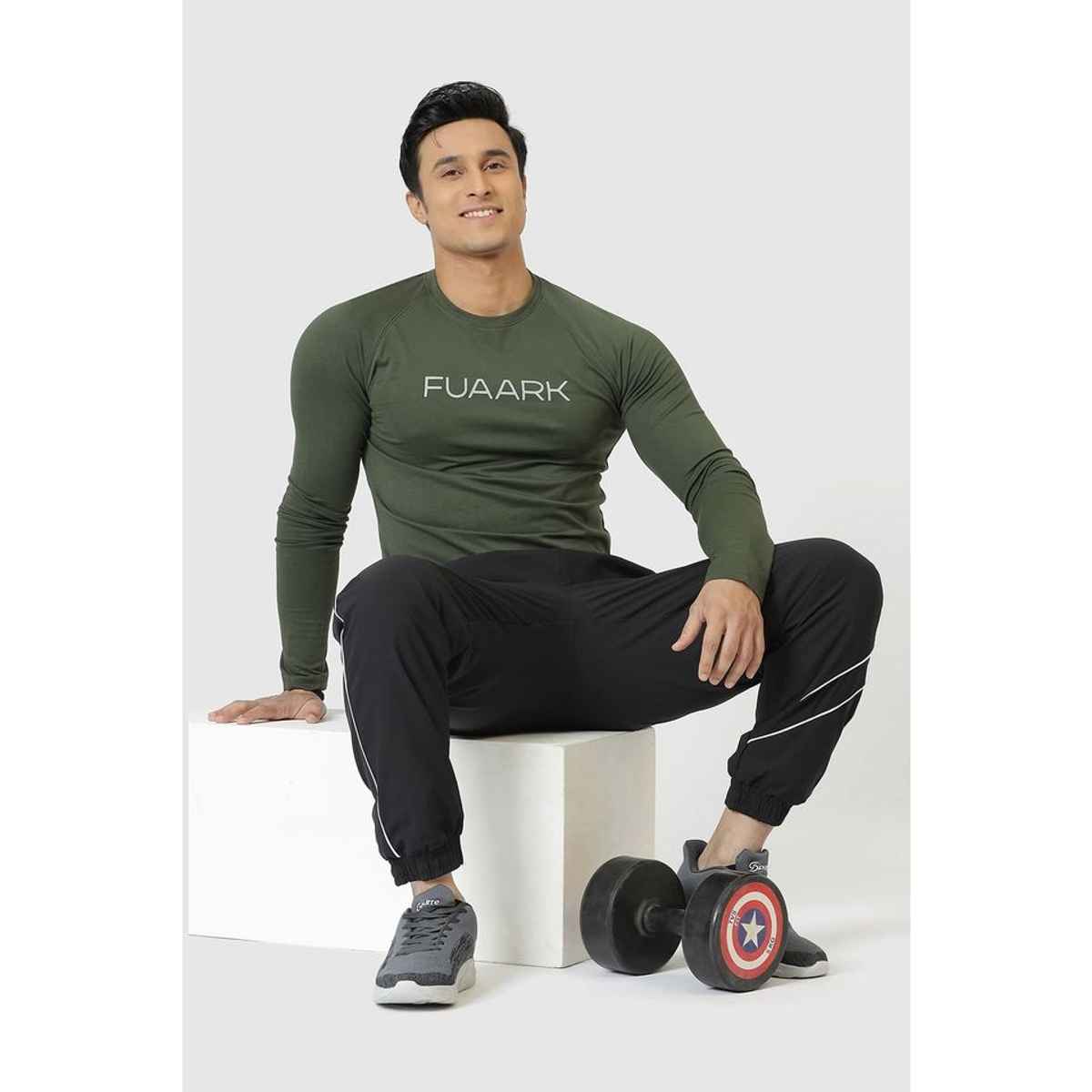 Fuaark Men's Chase Full Sleeve GYM T-shirt | Olive - L