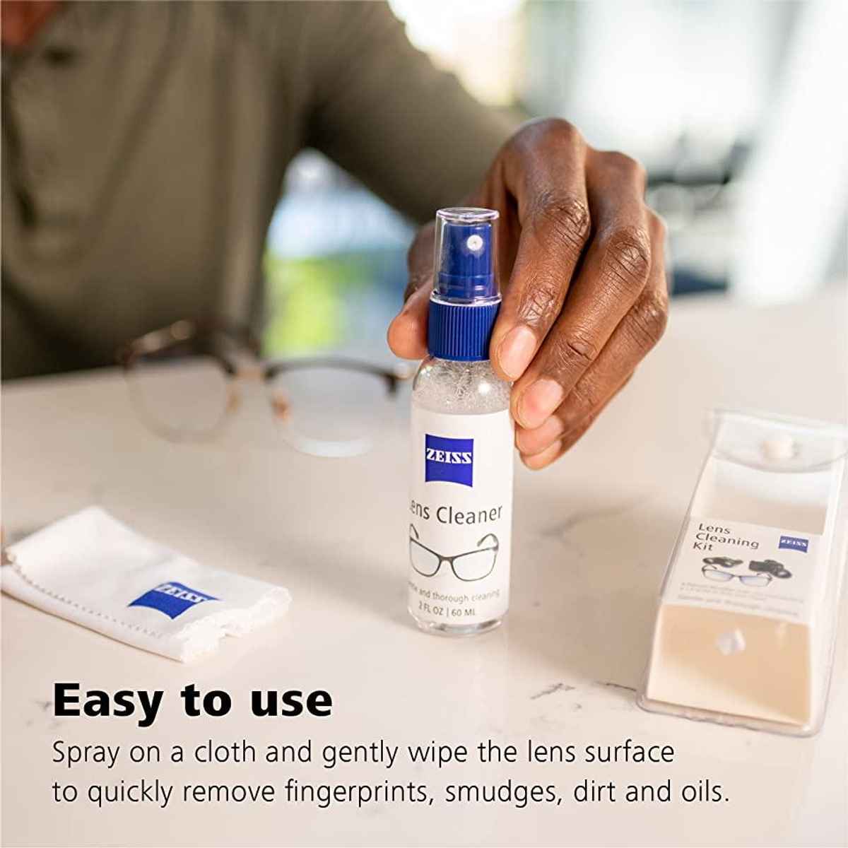 ZEISS Lens Cleaning Solution Kit with Microfiber Cloth|Lens Cleaner for Spectacles, Eyeglasses, Sunglasses and Camera Lenses