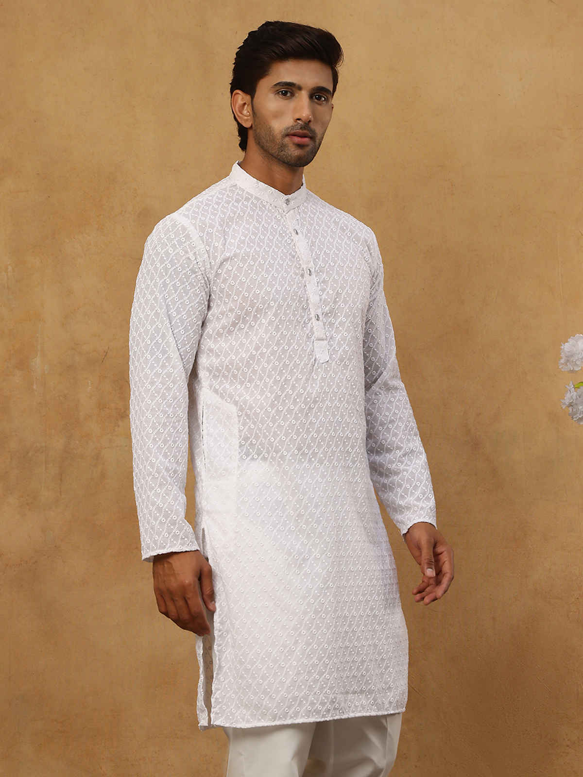 Jompers Men's Kurta | Ko 561 | White - XXL