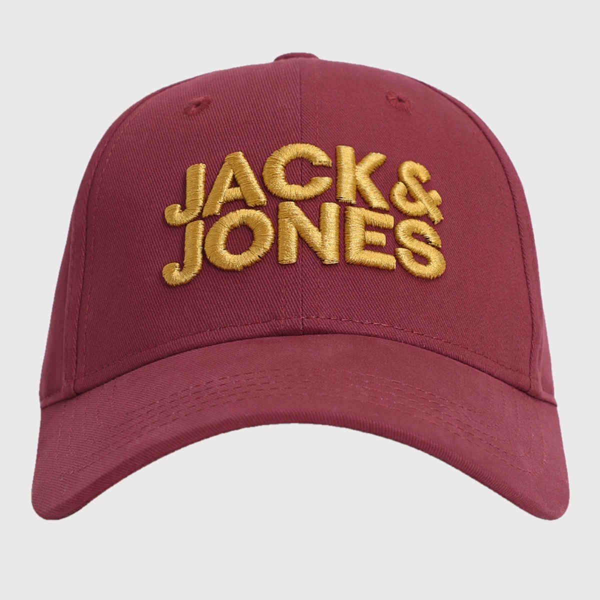 Jack & Jones Men's Embroidered Cotton Baseball Cap | Maroon - One Size