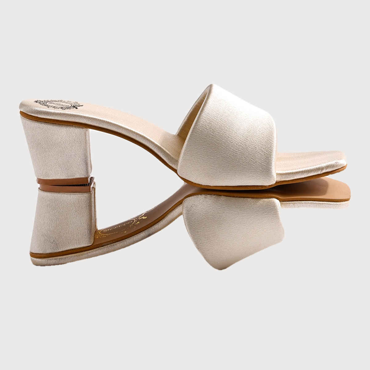 Shoetopia Square Toe Cream Block Heels For Women s | UK7