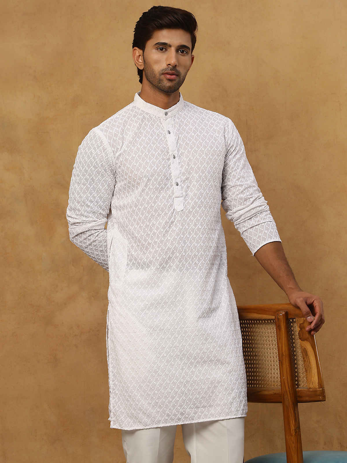 Jompers Men's Kurta | Ko 561 | White - XXL