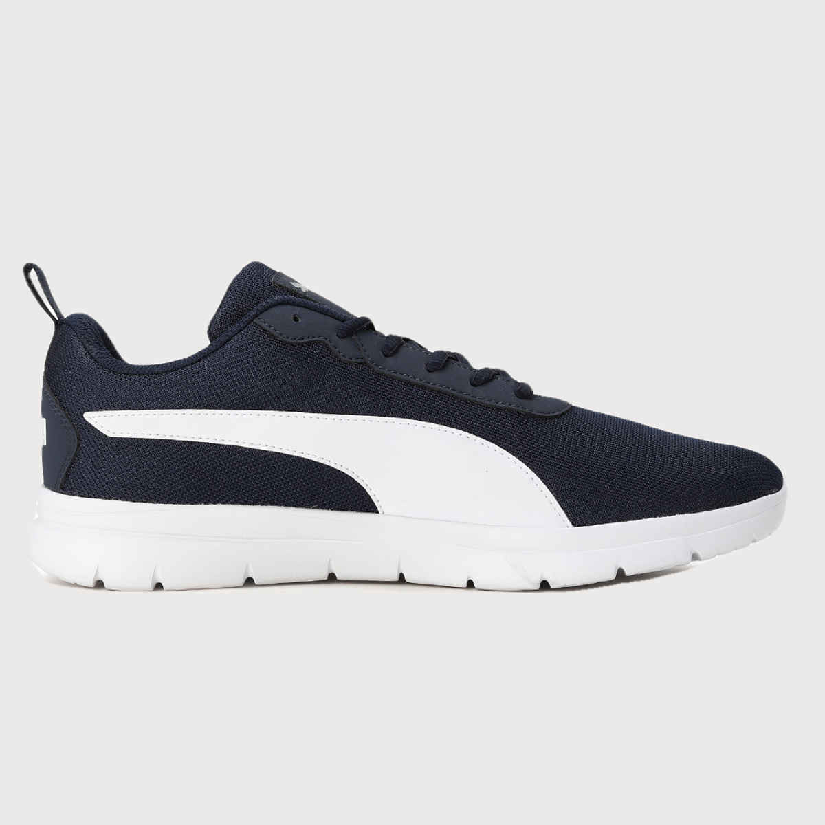 Puma Men's Supreme Comfort Running Shoes | Navy Blazer, White and Silver - UK 7