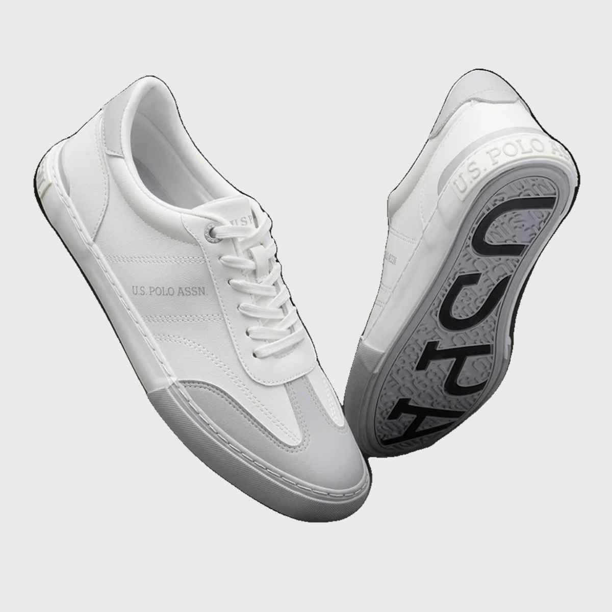 U.S. Polo Assn. Men's Men's Men Round Toe Solid Gain Sneakers Grey - UK 10