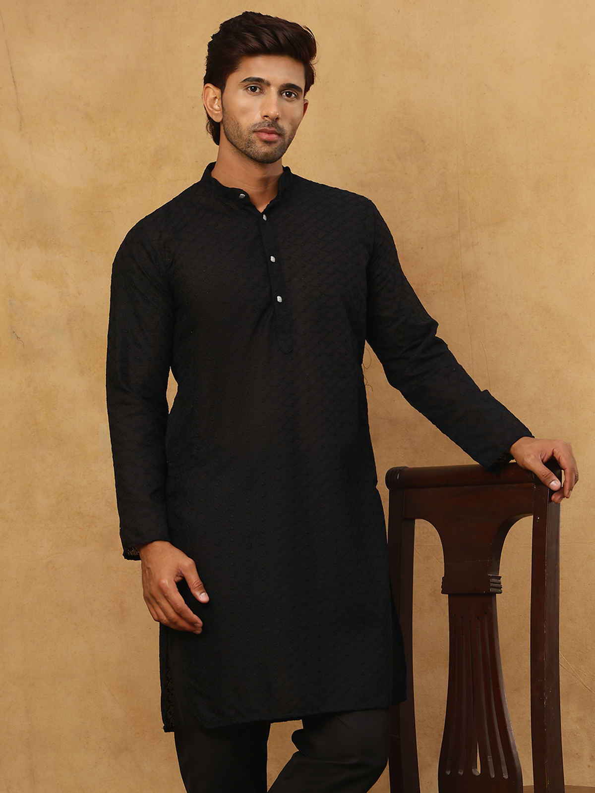 Jompers Men's Kurta | Ko 561 | Black - L