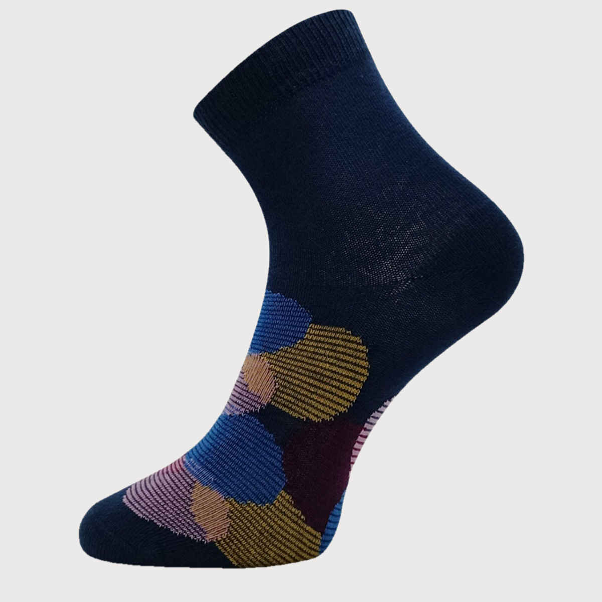 Allen Solly Women's Cotton Quarter Crew Polka Pattern Socks - White, Denim Blue, Black