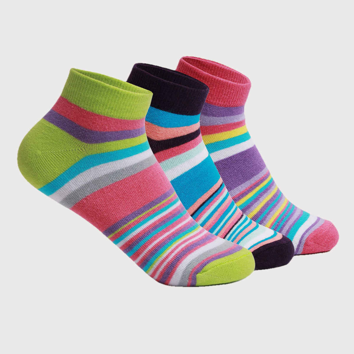Supersox Women's Patterned Combed Cotton Ankle Socks | Multicolour - Free Size
