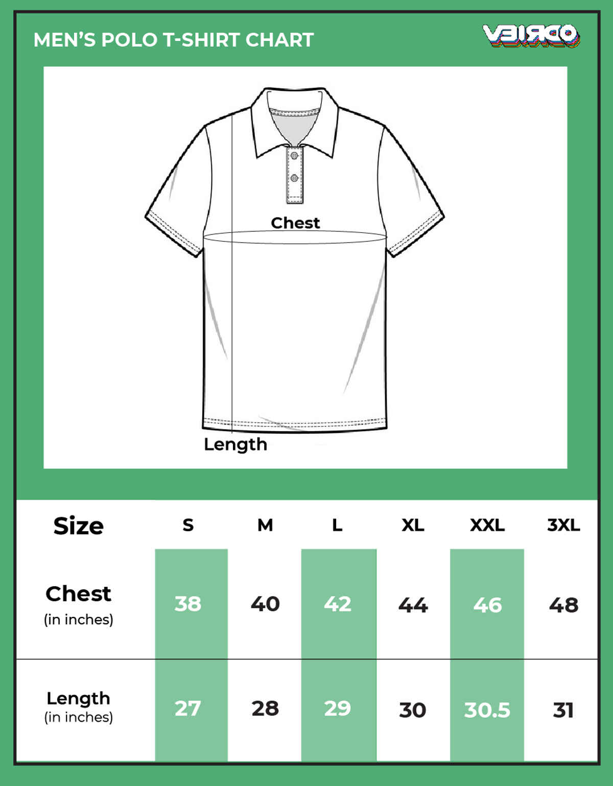 Veirdo Men Polo Collar Pure Cotton T-Shirt |Green |S