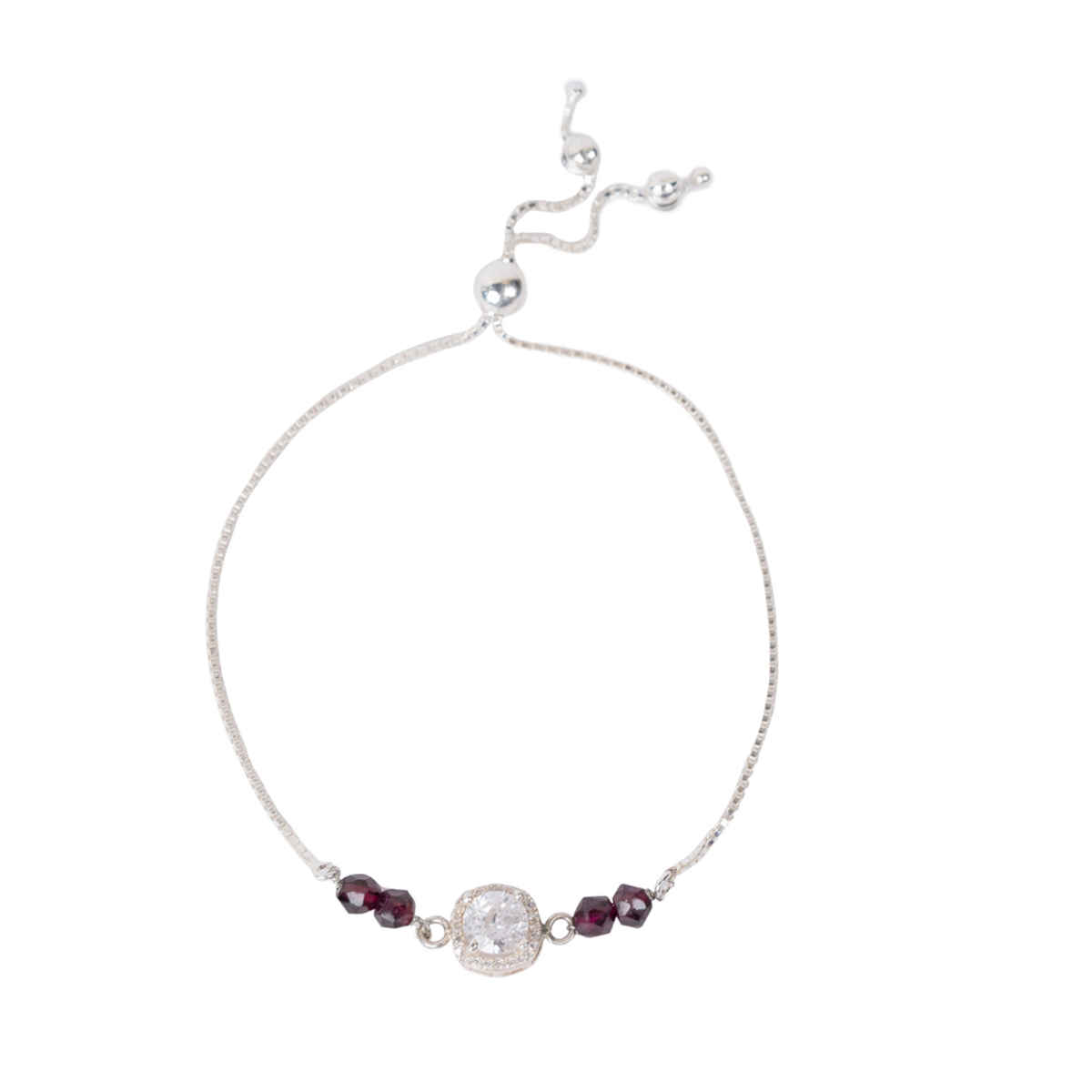 Bodh Gem and Crystals Garnet Silver Bracelet - Healing and Stylish