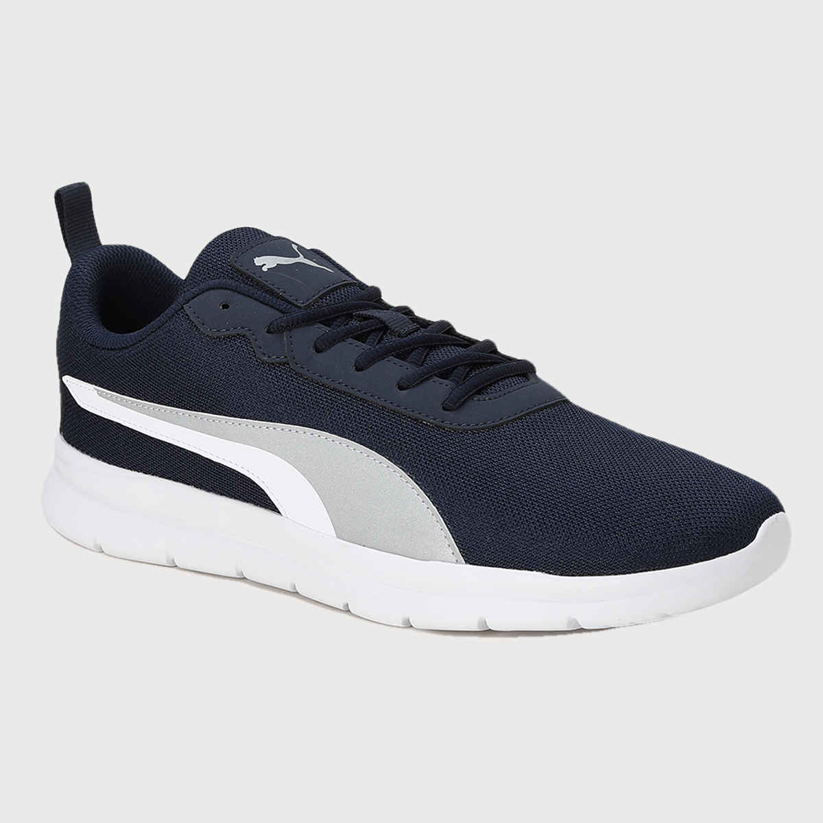 Puma Men's Supreme Comfort Running Shoes | Navy Blazer, White and Silver - UK 7
