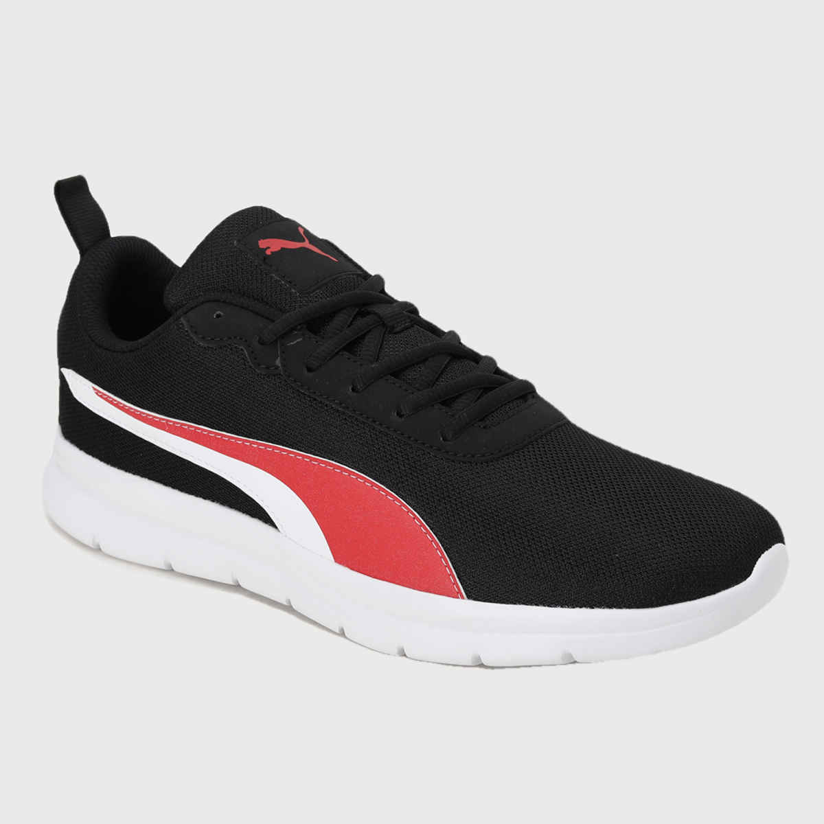 Puma Men's Supreme Comfort Running Shoes | Black, White and High Risk Red - UK 6