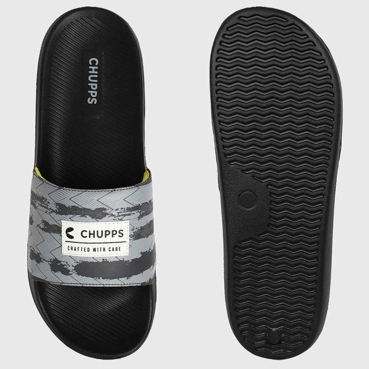 Chupps Traction Black and Grey Men's Casual Slider - UK 8