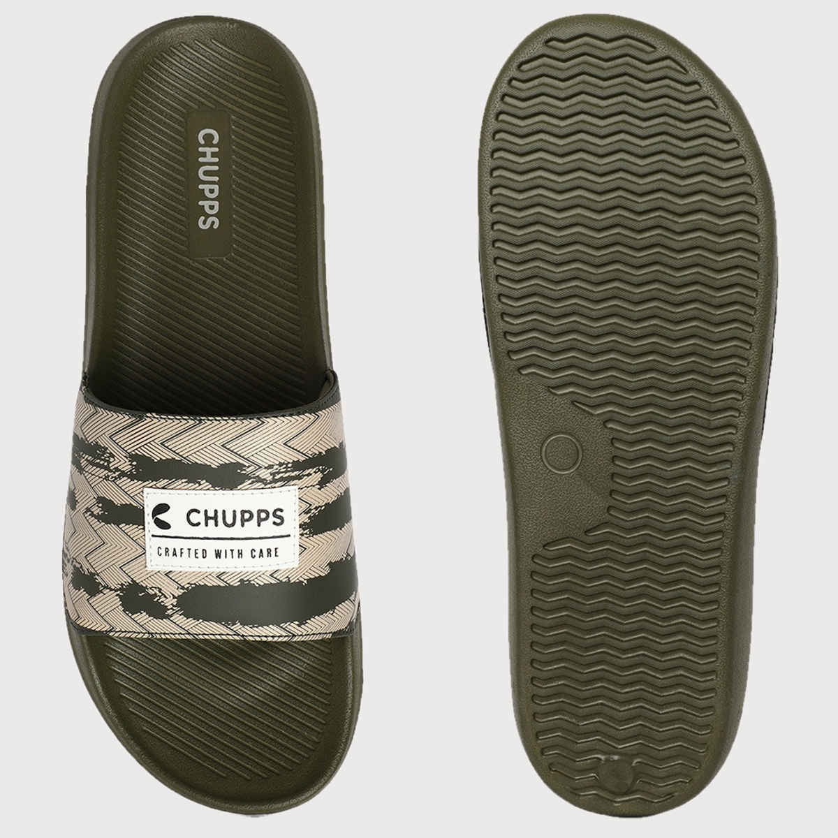 Chupps Traction Olive and Green Men's Casual Slider - UK 9