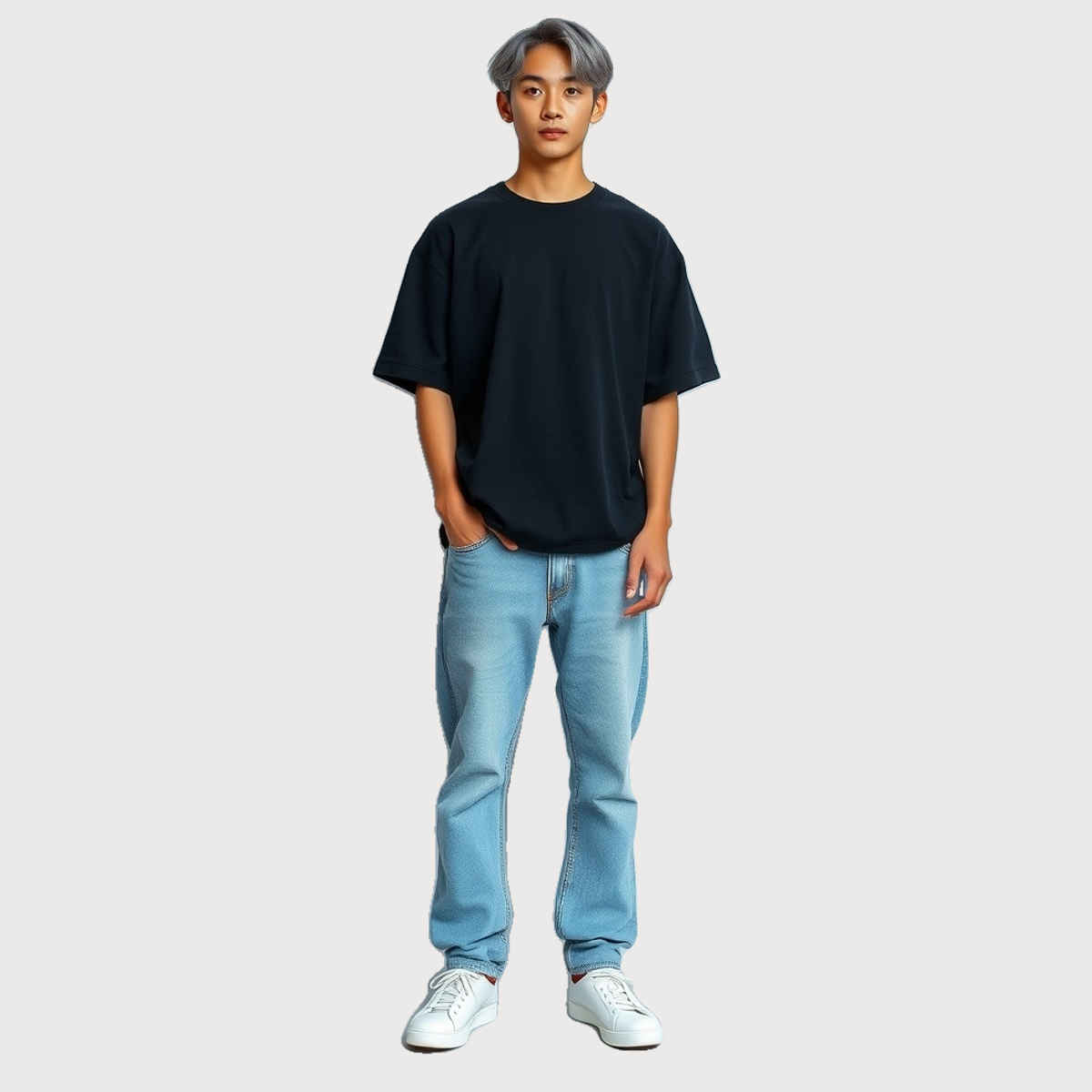 Springman Men 100% Cotton French Terry Oversized T-shirt | Black - XL