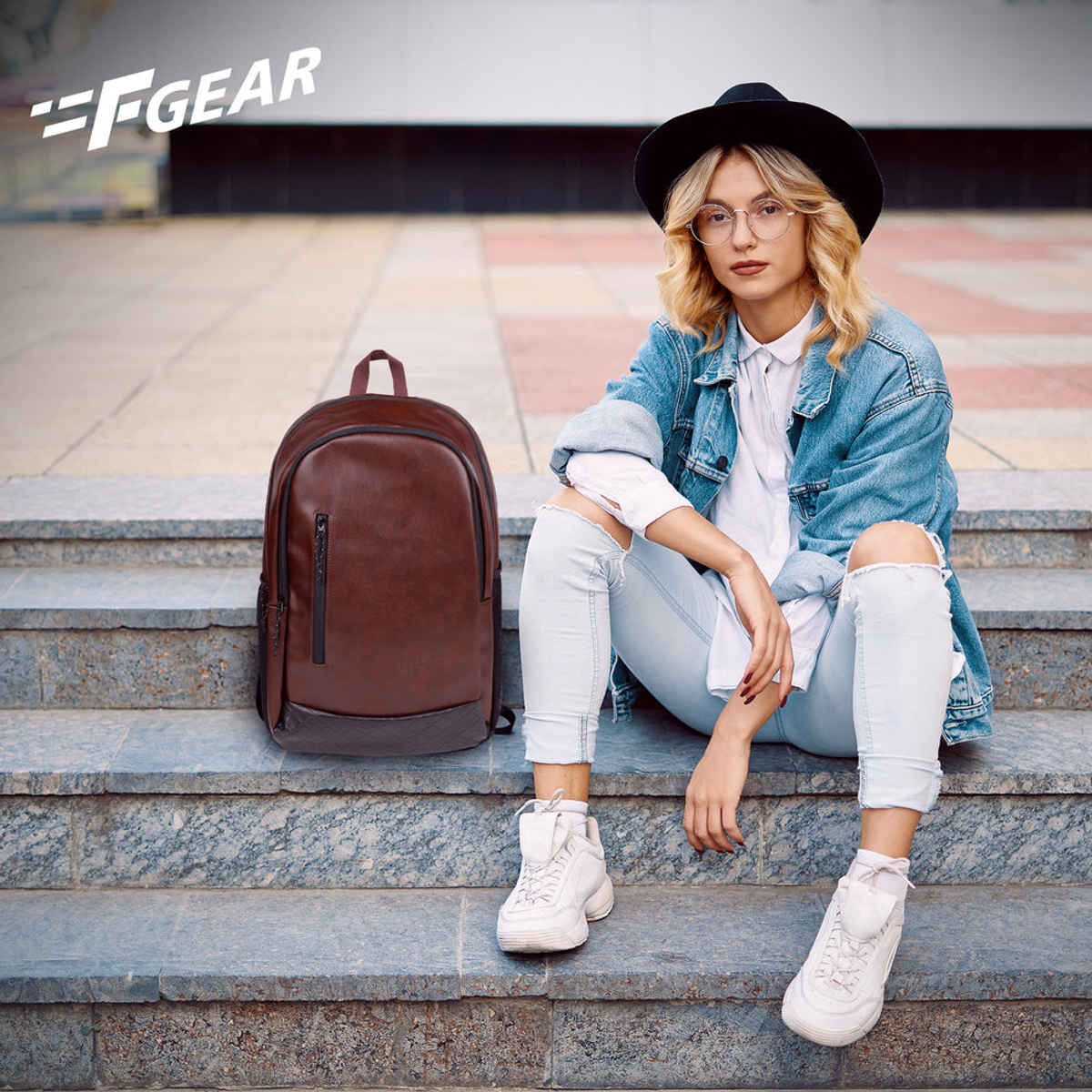 F Gear Unisex Solid Artificial Leather 27 L Laptop Backpack | Brown