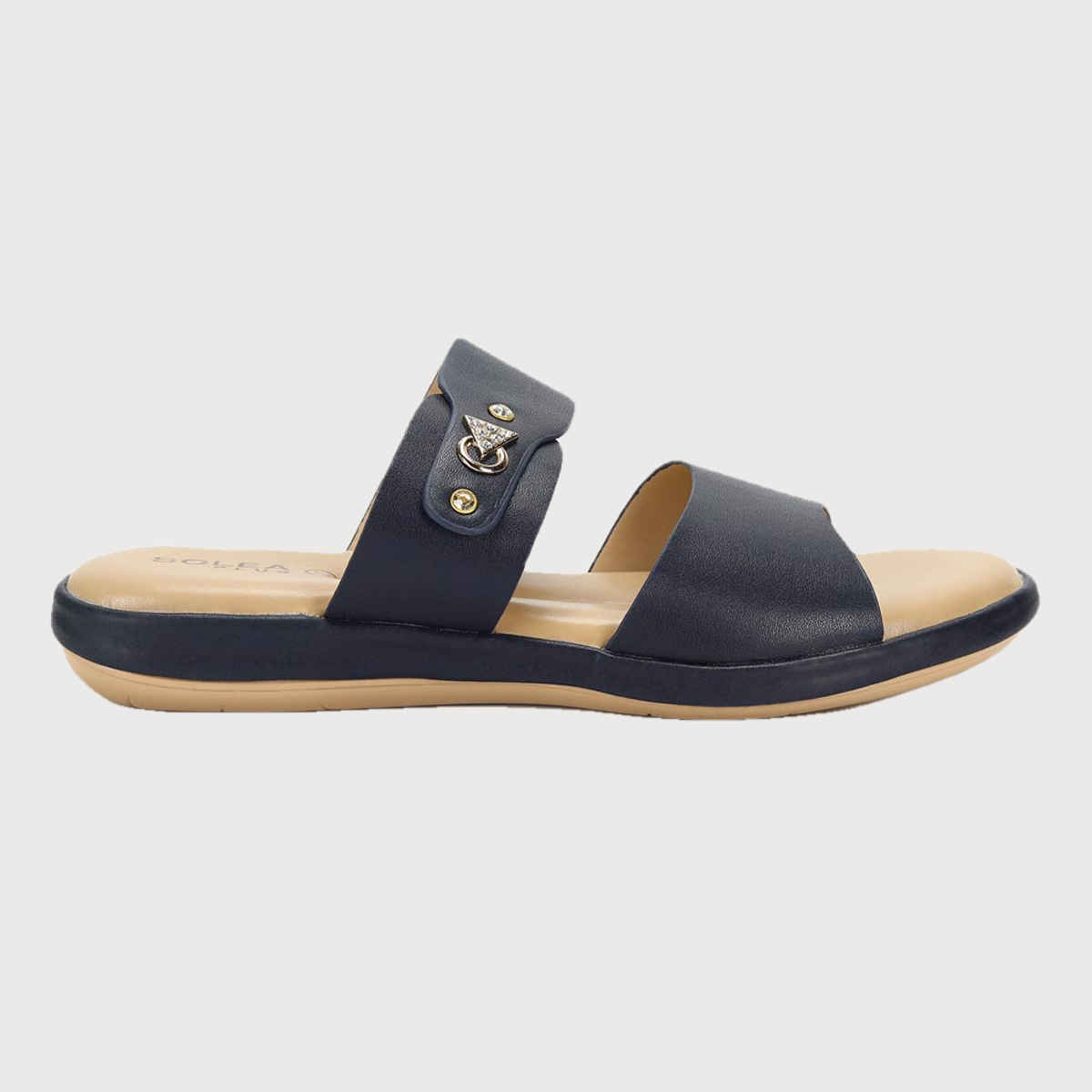 Paragon Women Embellished Lightweight Open Toe Flats Navy Blue - 7
