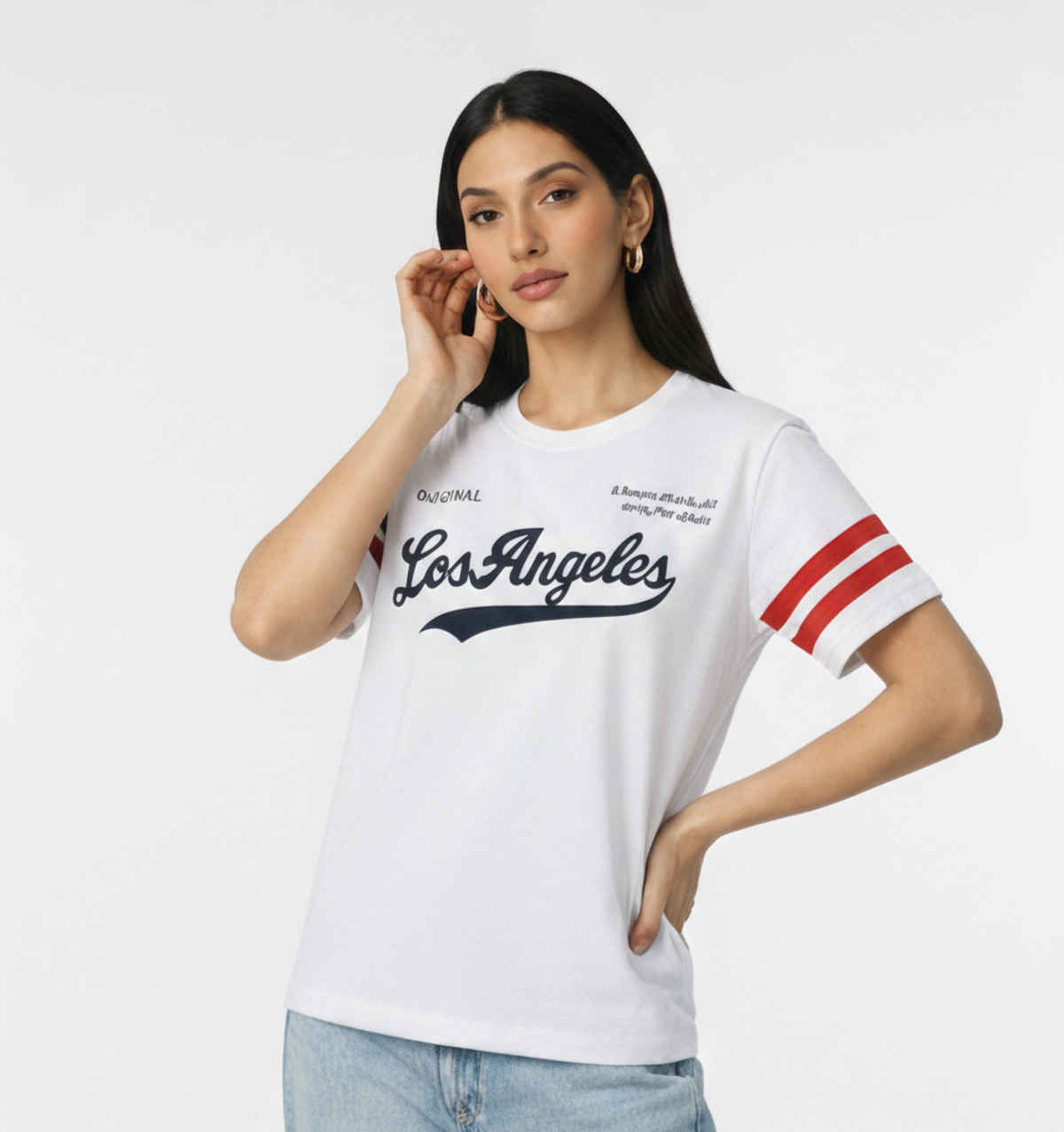 Try This Women's HF Sleeve Printed Round Neck Tshirt | White | M