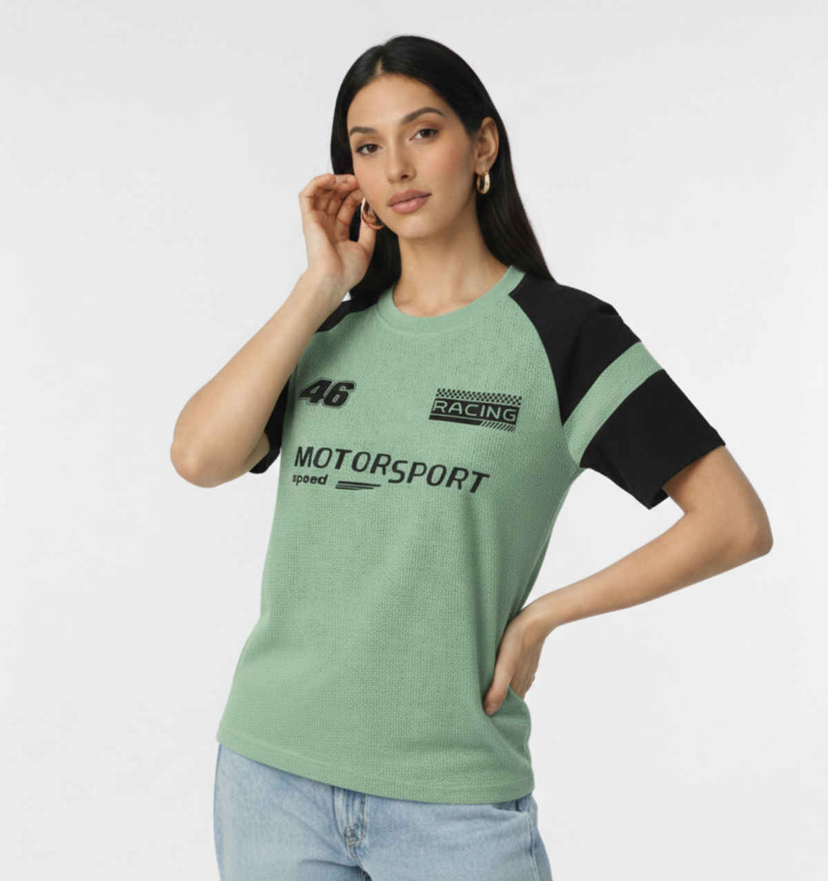Try This Women's HF Sleeve Typographic Print Round Neck Tshirt | Light Green | XL