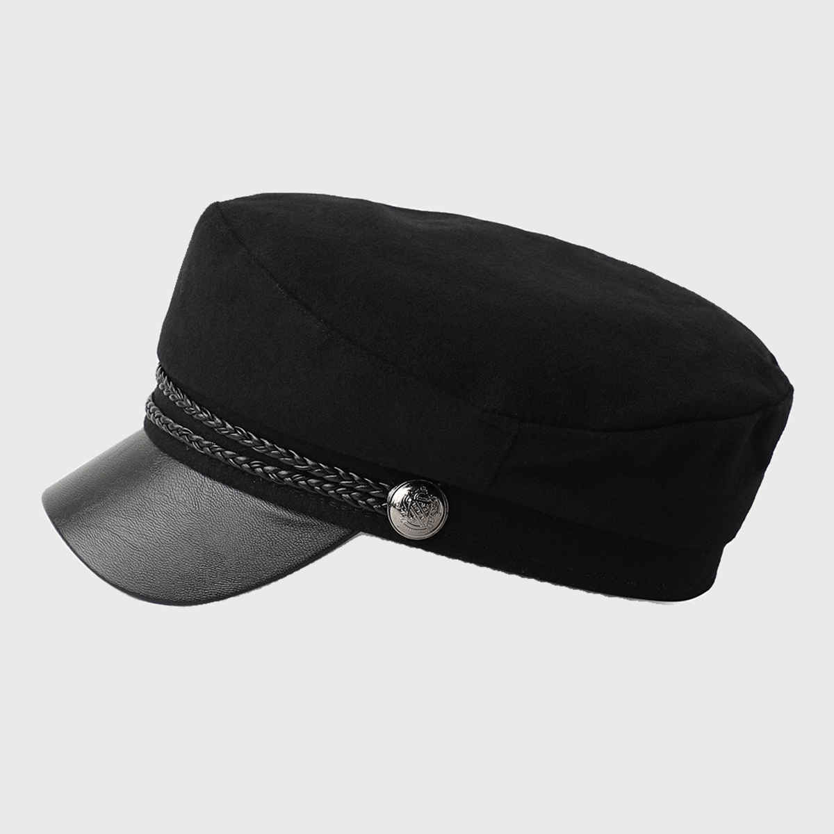 Haute Sauce Women's Textured Polyester Breton Cap | Black - One Size