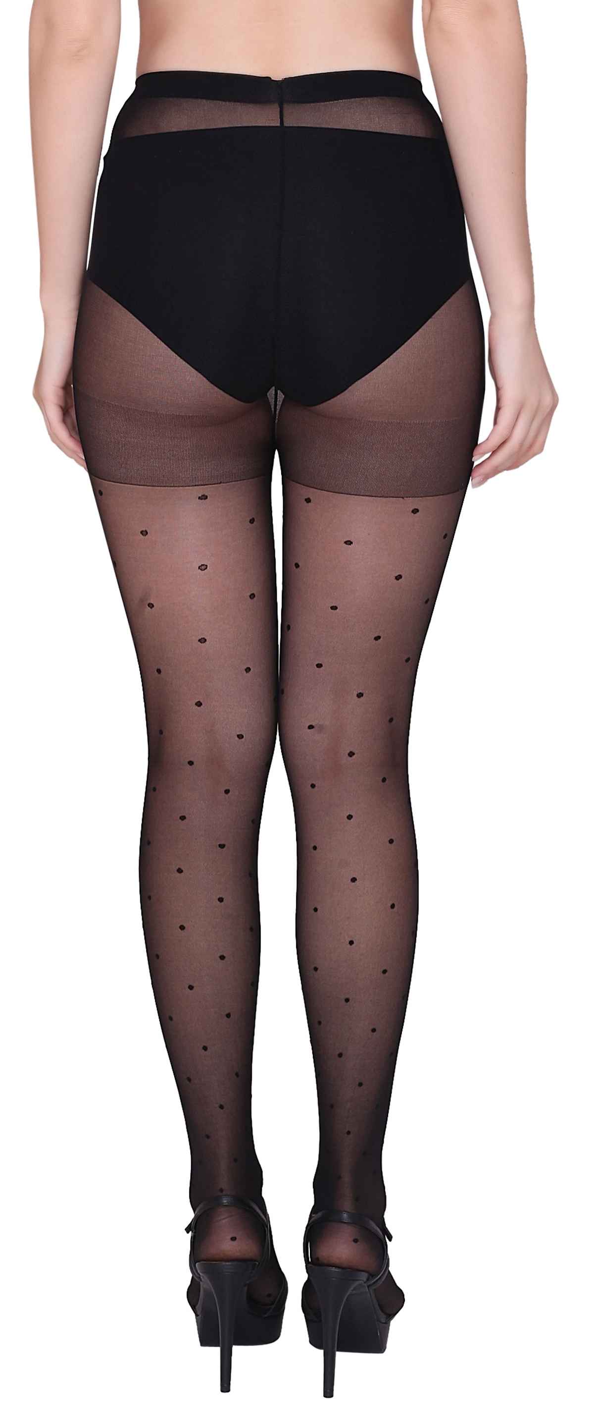 PLUMBURY Women's High Waist Pantyhose Polka Dot Pattern Stockings