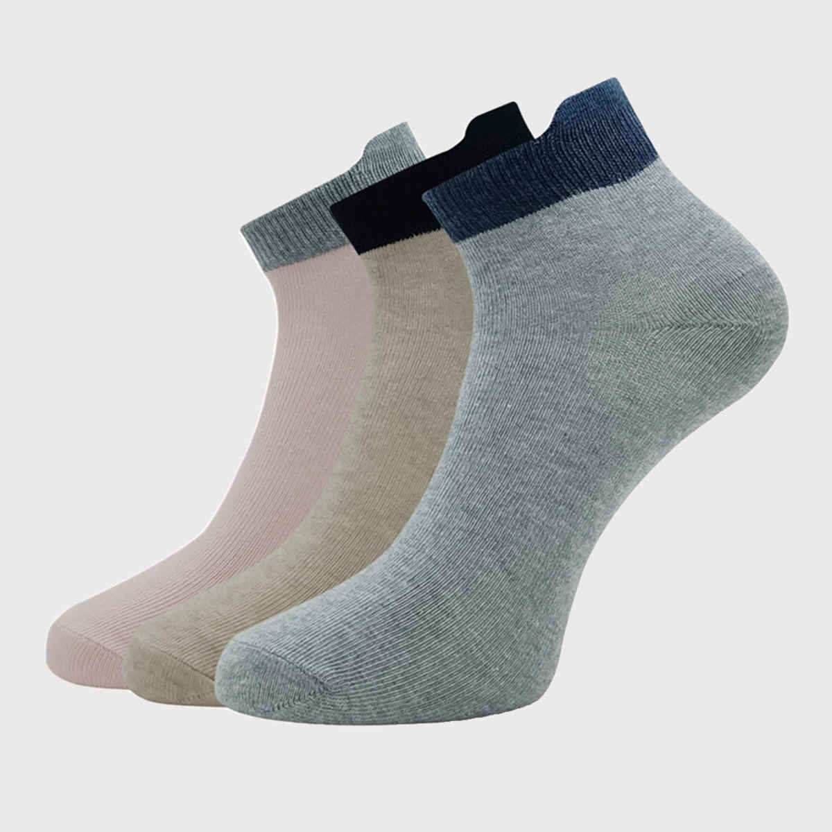 Allen Solly Women's Cotton Ankle Length Plain Socks - Baby Pink, Skin Melange, Grey Melange