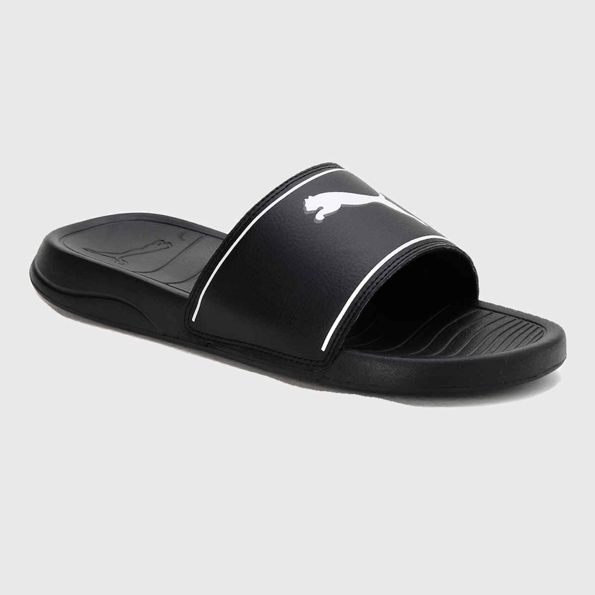 Puma Marine Unisex Slides | Black- White-Castlerock | Size - UK 6