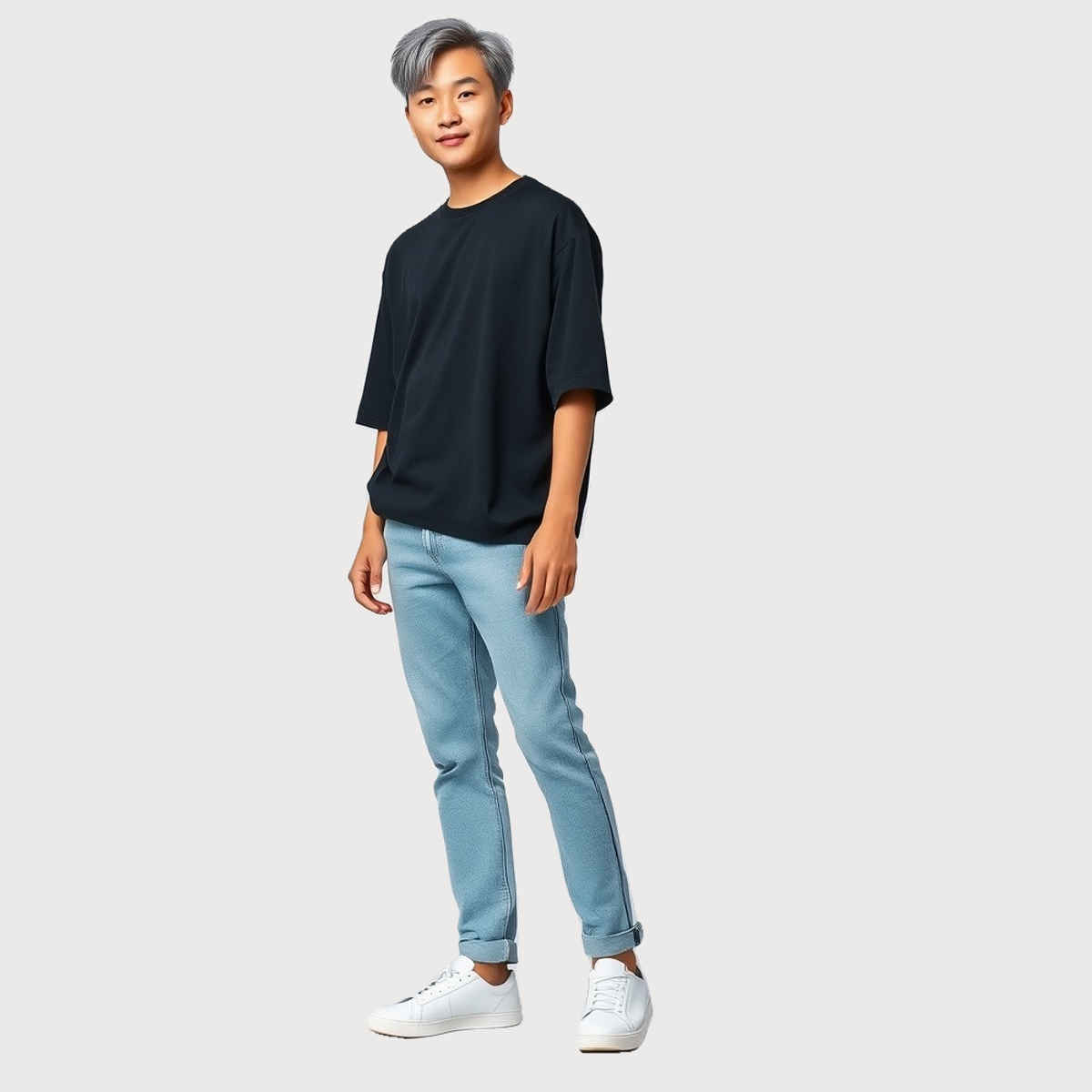 Springman Men 100% Cotton French Terry Oversized T-shirt | Black - XL
