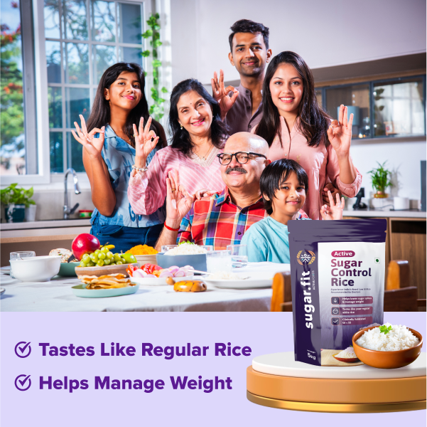 Sugar.Fit Active Sugar Control Rice, Sona Masoori Rice,Full Grain Rice Healthy Blood Sugar Levels