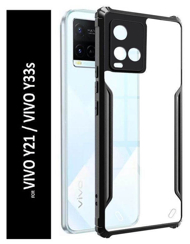 Kwine Case Vivo Y21 / Y33S Back Cover - Black Bordered Transparent Case