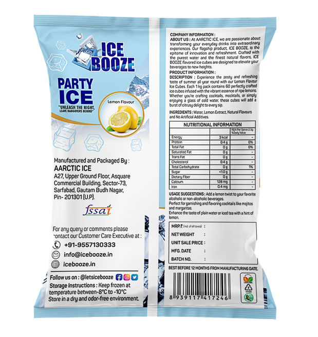 Aarctic Ice Booze Lemon Flavored Ice Cubes