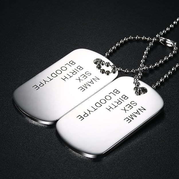 2 Tag Pendant Men'S Chain Silver