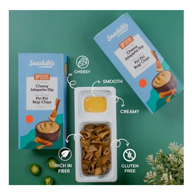 Snackible Dipsters Cheesy Jalapeno Dip with Peri Peri Ragi Chips