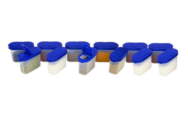 Mahaware Modular Wonder Spice Sprinkler | Fridge safe Container | 150ml (Set of 12) (Blue)