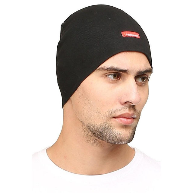 Buy Fabseasons Unisex Solid Cotton Skull Cap | Black - One Size