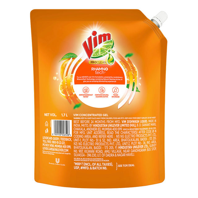 Vim Proclean Tangerine Dishwash Liquid