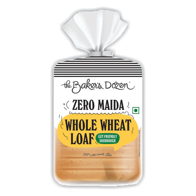 The Baker'S Dozen 100% Whole Wheat Bread - No Palm Oil No Preservative (450g) & The Baker'S Dozen Zero Maida Burger Buns No Palm Oil No Preservative 100% Wholehwheat (4pc) Combo