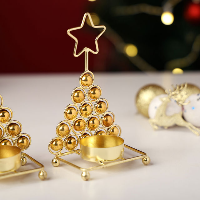 Urban Born Metal Christmas Tree Tlight Holders For Christmas Decor Set of 2