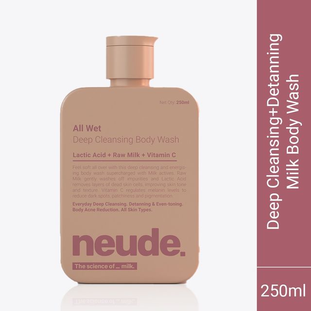 Neude Skin Deep Cleansing, Detanning, Hydrating Milk Body Wash - All Wet