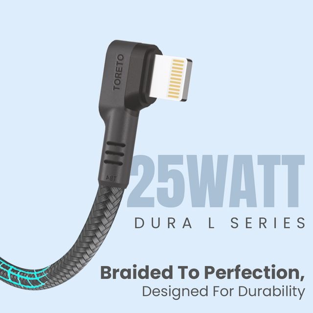 Toreto USB to Lightning 3A Fast Charging Cable Compatible for iPhone 14 |13 | 12 |11 | X | 8 | 7