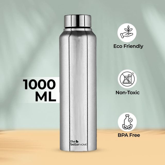 The Better Home Stainless Steel 1 Litre Water Bottle For Home-Silver