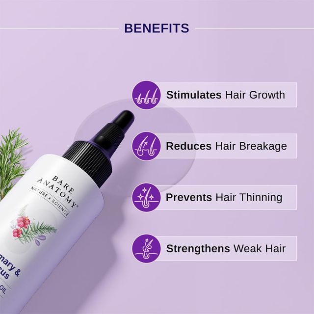 Bare Anatomy Rosemary Hibiscus Hair Growth Oil Nourishes, Strengthens & Controls Hair Fall