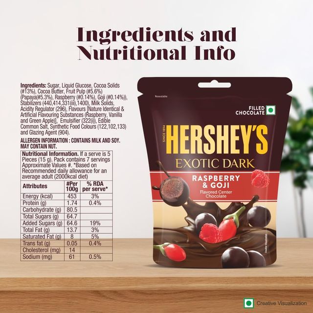 Hershey's Exotic Raspberry And Goji Dark Chocolate Share Bag 100 g Combo